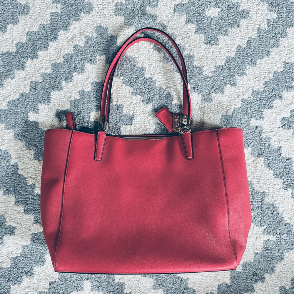 Coach pink saffiano leather medium tote